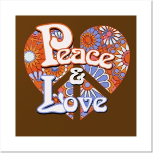 Retro Peace and Love Vintage Heart Posters and Art